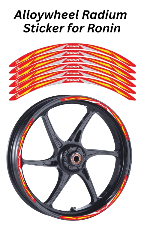 Alloy Wheel Radium Sticker Compatible with Ronin | Made in Premium Radium with FPF (Fade Protection Film), Waterproof, Precut Sticker, Pack Of 12